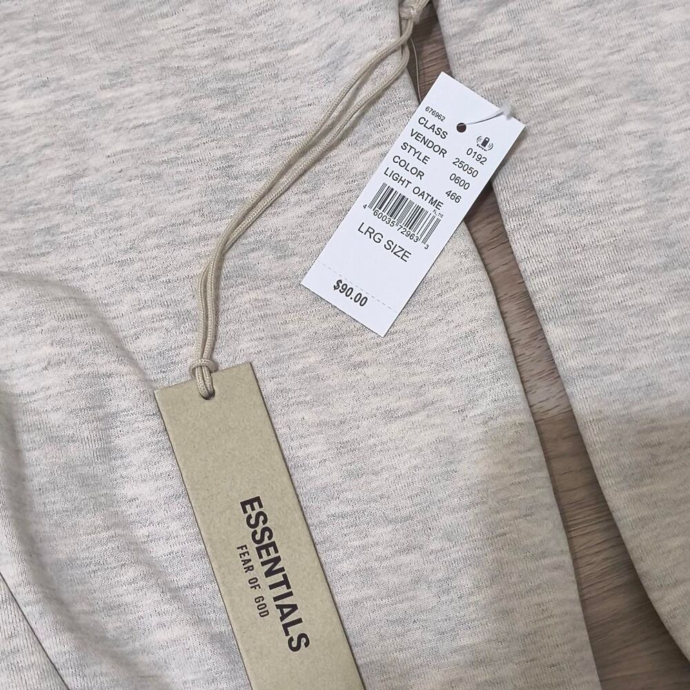Fear of God ESSENTIALS Hoodie – Light Oatmeal | Size L | New with Tags - Picture 3 of 8